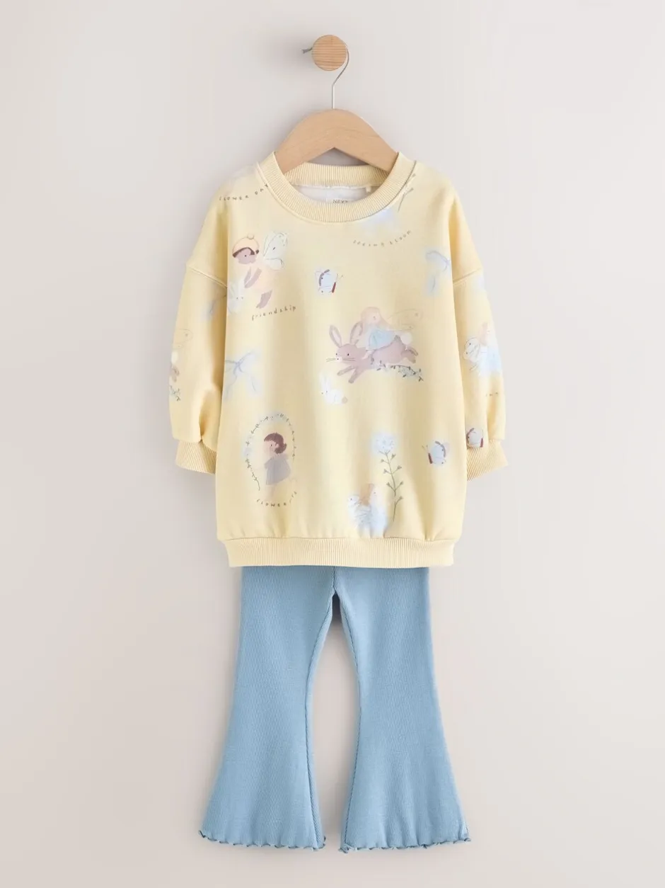 Sweaters En Hoody´S|Next - Set van sweatshirt en uitlopende legging (3mnd -7jr) Yellow/Blue Fairy