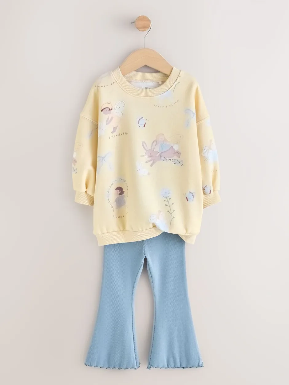 Sweaters En Hoody´S|Next - Set van sweatshirt en uitlopende legging (3mnd -7jr) Yellow/Blue Fairy