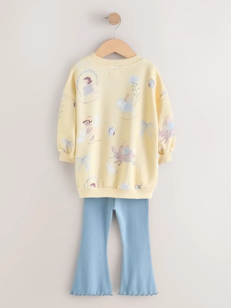 Sweaters En Hoody´S|Next - Set van sweatshirt en uitlopende legging (3mnd -7jr) Yellow/Blue Fairy