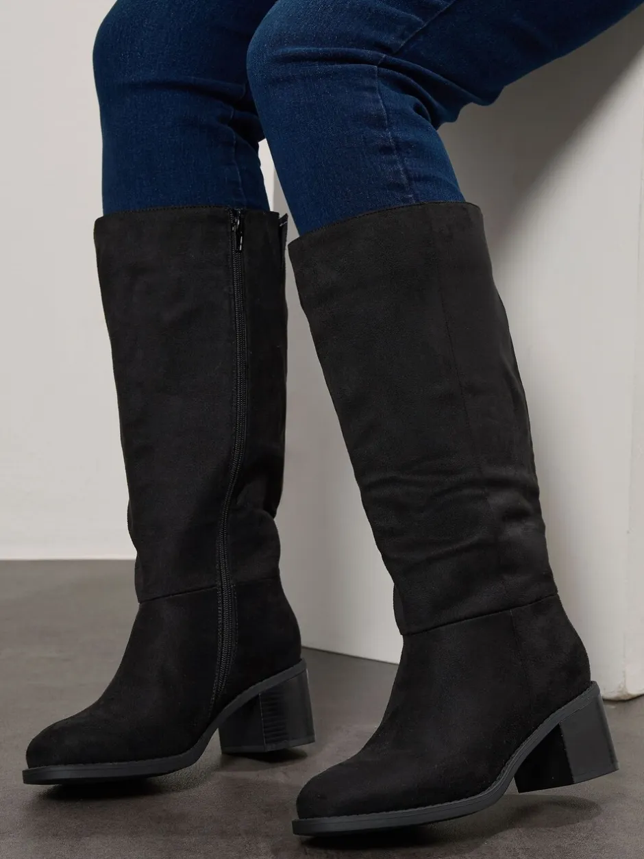 Boots|Yours Curve Block Heel Knee High Boots