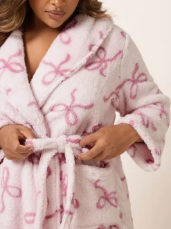 Badjassen*Yours Curve Fluffy Strikken Sjaalkraag Badjas