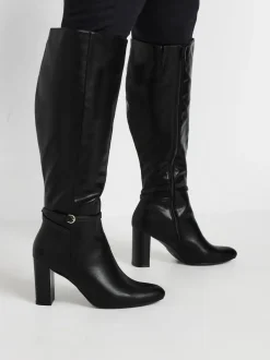 Ruimvallend En Extraruimvallend|Boots*Yours Curve Kniehoge laarzen met hak en extra brede pasvorm