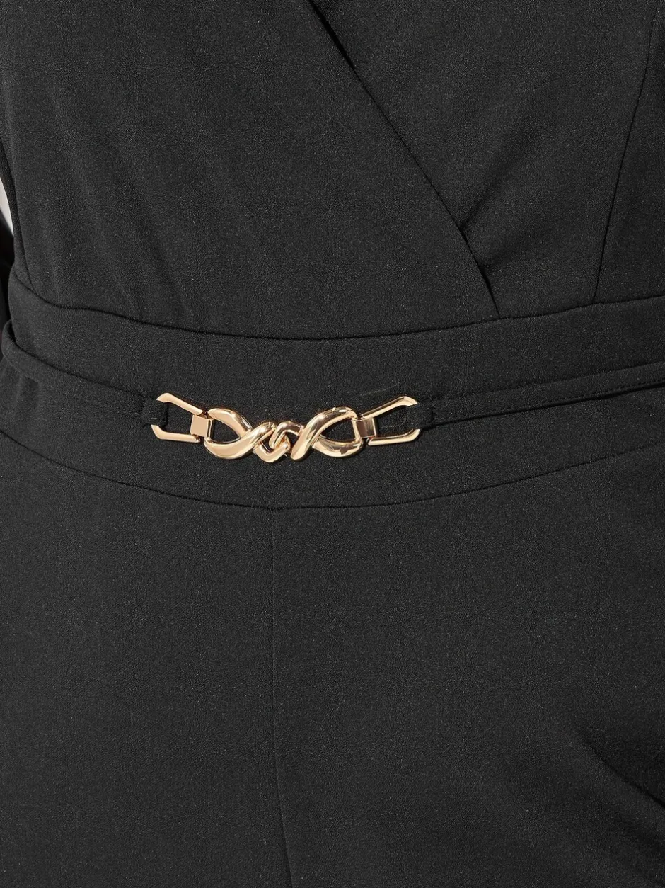 Jumpsuits En Playsuits*Yours Curve London Mesh Sleeve Buckle Jumpsuit