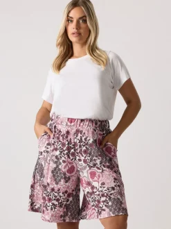 Shorts*Yours Curve Paisley Crinkle Shorts
