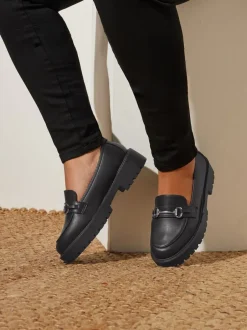 Ruimvallend En Extraruimvallend|Lage Schoenen*Yours Curve Wide Fit Metal Detail Loafers
