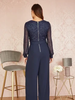 Jumpsuits En Playsuits|Gelegenheidskleding|Yumi - Jumpsuit met lovertjes en lange mouwen