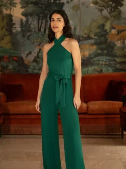 Jumpsuits En Playsuits*Yumi Cross Over Halter Neck Jumpsuit