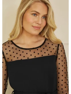 Jumpsuits En Playsuits|Yumi jumpsuit met stippen van stretch gaas