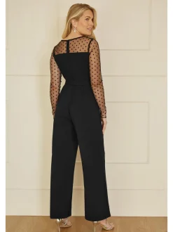 Jumpsuits En Playsuits|Yumi jumpsuit met stippen van stretch gaas