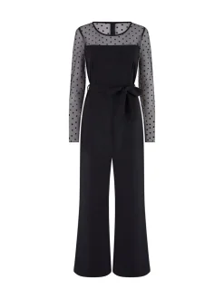 Jumpsuits En Playsuits|Yumi jumpsuit met stippen van stretch gaas