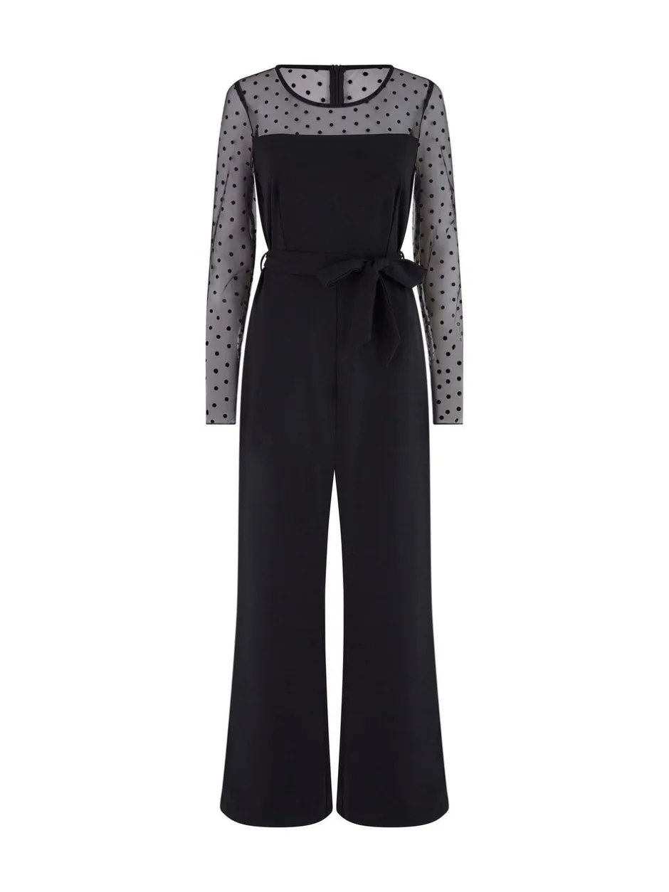 Jumpsuits En Playsuits|Yumi jumpsuit met stippen van stretch gaas