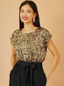 Jumpsuits En Playsuits*Yumi Sequin Top Stretch Jumpsuit