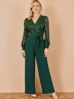 Jumpsuits En Playsuits*Yumi Sequin Wrap Over Jumpsuit