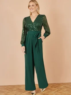 Jumpsuits En Playsuits*Yumi Sequin Wrap Over Jumpsuit
