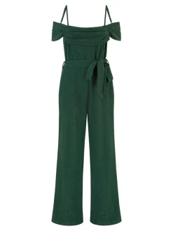 Jumpsuits En Playsuits*Yumi stretchy Bardot-jumpsuit met glitters