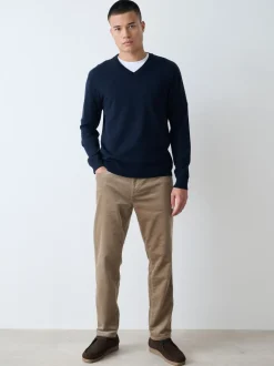 Broeken En Chino's*Next - Motionflex Corduroy Stretch Trousers Zand