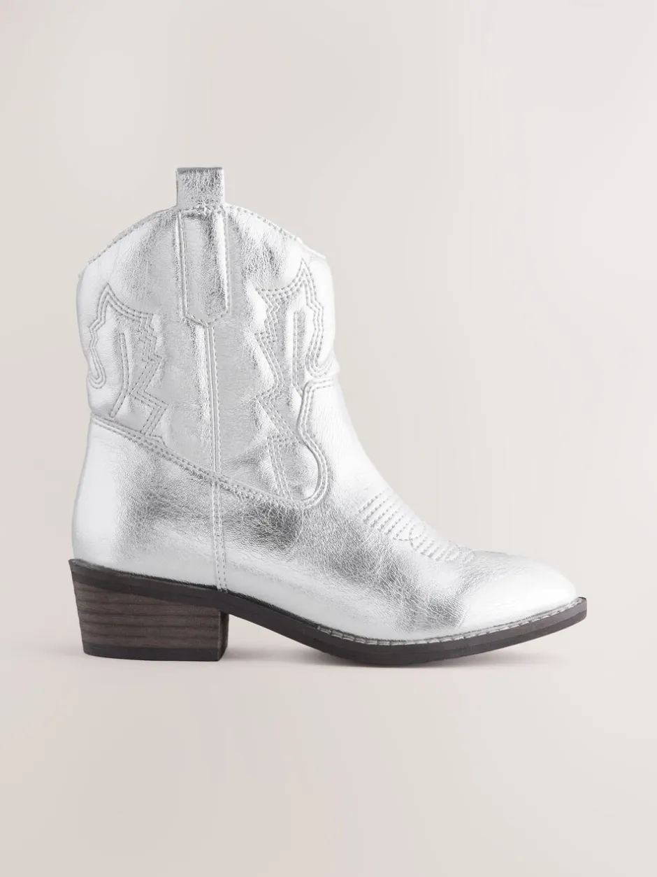 Boots*Next - Enkellaars in cowboystijl Zilver