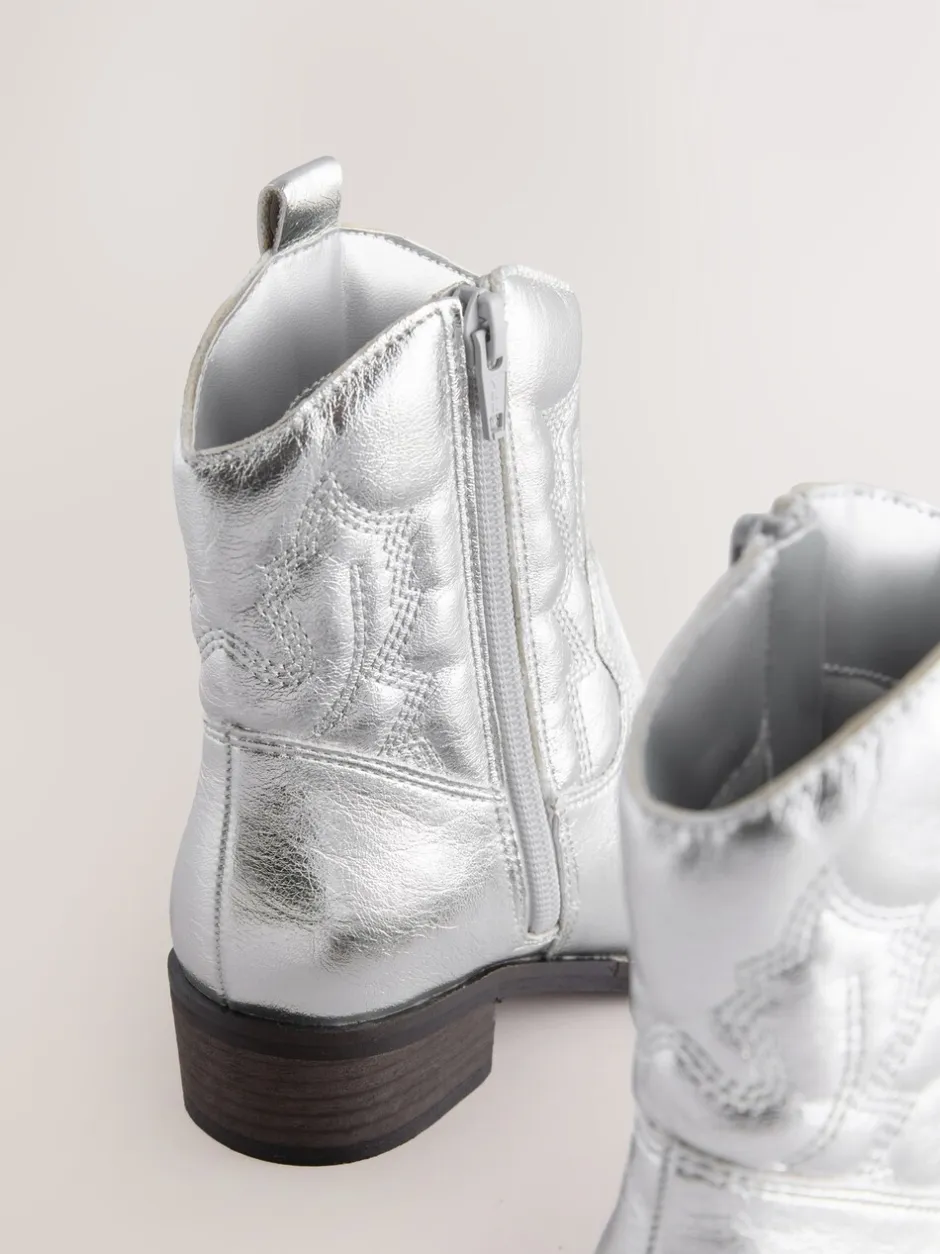 Boots*Next - Enkellaars in cowboystijl Zilver