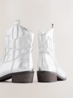Boots*Next - Enkellaars in cowboystijl Zilver