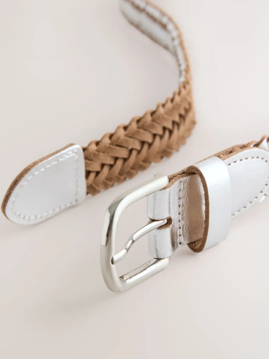 Ceintuurs*Next - Hand Plaited Leather Belt Zilver