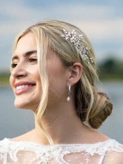 Mutsen, Handschoenen En Sjaals|Haaraccessoires|Ivory & Co - - Sierkam met parels en kristallen Zilver