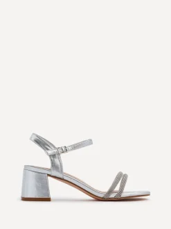 Schoenen Met Hakken*Linzi - Bunty sandals met blokhak en diamanté bandjes Zilver