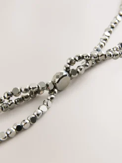 Ceintuurs*Next - Metallic Skinny Tiered Beaded Belt Zilver