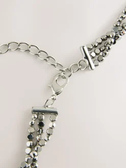 Ceintuurs*Next - Metallic Skinny Tiered Beaded Belt Zilver