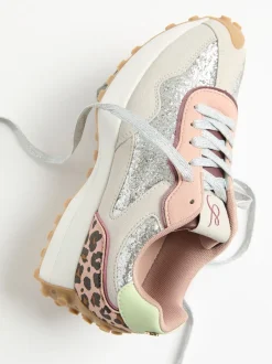 Sneakers*Love & Roses - - Retro comfortabele joggingsneakers van gemengd materiaal Zilverglitter