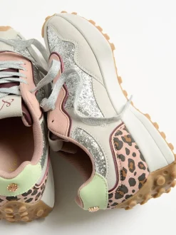 Sneakers*Love & Roses - - Retro comfortabele joggingsneakers van gemengd materiaal Zilverglitter