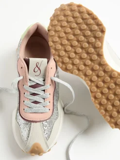 Sneakers*Love & Roses - - Retro comfortabele joggingsneakers van gemengd materiaal Zilverglitter
