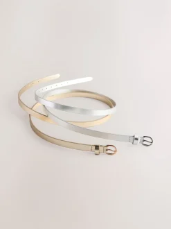 Ceintuurs|Next - PU Skinny Riemen 2 Pakket zilver/goud