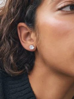 Sieraden|Next - Grote oorknopjes met zirkonia Zilverkleurig