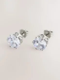 Sieraden|Next - Grote oorknopjes met zirkonia Zilverkleurig
