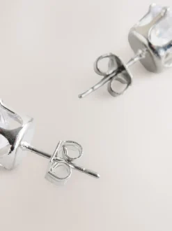 Sieraden|Next - Grote oorknopjes met zirkonia Zilverkleurig