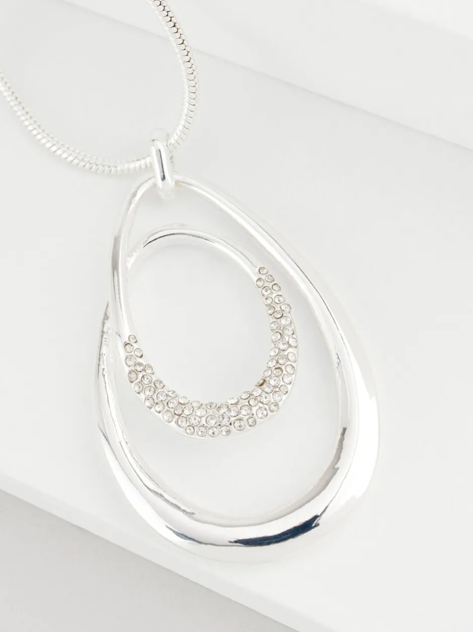 Sieraden*Next - Ketting met ovale gedraaide hanger Zilverkleurig