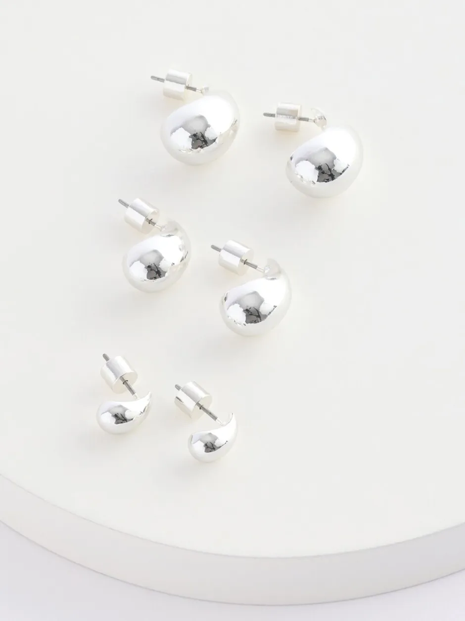 Sieraden|Next - Traanvormige oorbellen verpakking van 3 Zilverkleurig