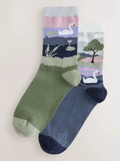 Sokken En Panty's|Next - Warm Handle Cotton Ankle Socks 2 Pack Zwanenscène