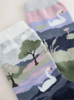 Sokken En Panty's|Next - Warm Handle Cotton Ankle Socks 2 Pack Zwanenscène