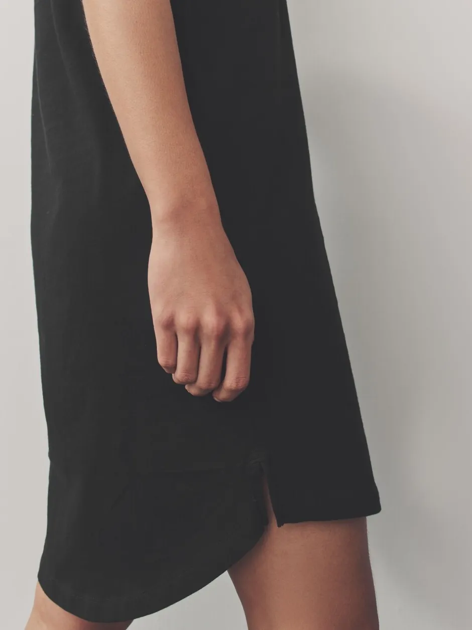 Jurken|Next - 100% katoenen mini-jurk met V-hals en kapmouwtjes Zwart