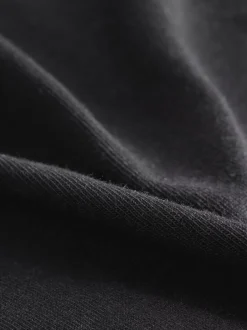 Jurken|Next - 100% katoenen mini-jurk met V-hals en kapmouwtjes Zwart