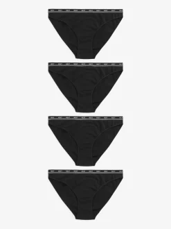 Onderbroeken*Next Zwart - 4 Katoenen slipjes met logotailleband