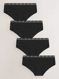 Onderbroeken*Next - 4 Katoenen slipjes met logotailleband Zwart
