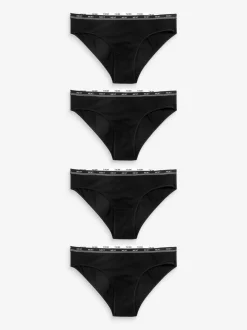 Onderbroeken*Next - 4 Katoenen slipjes met logotailleband Zwart