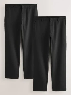 Formele Broek|Next - 2 Modieuze broeken zonder bandplooi Zwart