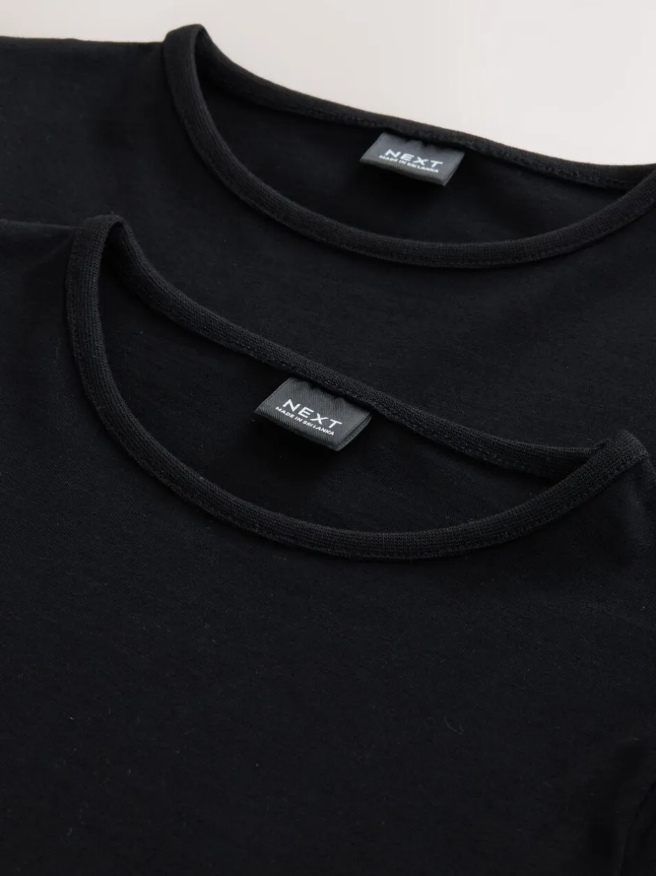 Schoolkleding|T-Shirts*Next Zwart - 2 -pack T-shirts met pofmouwen (3-16jaar)