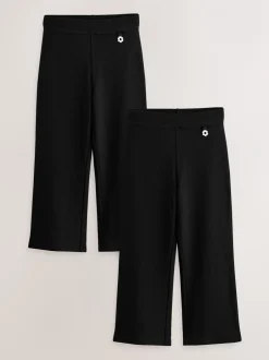 Schoolkleding*Next - 2 schoolbroeken met hoog aandeel katoen, stretchy, bootcut en elastische tailleband (3-17jr) Zwart