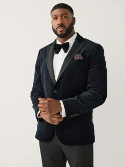 Smokings En Feestkleding|Blazers En Business-Jasjes*Next - Aansluitend - Motionflex stretchyfluwelen Blazer Zwart