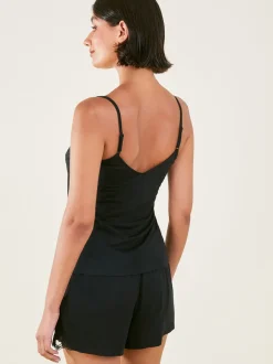 Pyjama's|Loungewear*Accessorize - - Korte pyjama met kanten randje Zwart