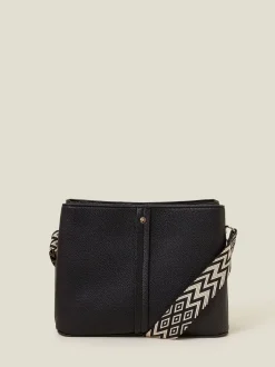 Tassen En Portemonnees|Accessorize - Faux Leather Webbing Strap Cross-Body Bag Zwart